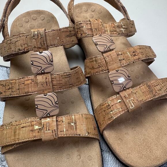 Vionic Amber Sandals Womens Size 10 Tan Cork Adjustable Strap Open Toe Flats - Picture 10 of 11